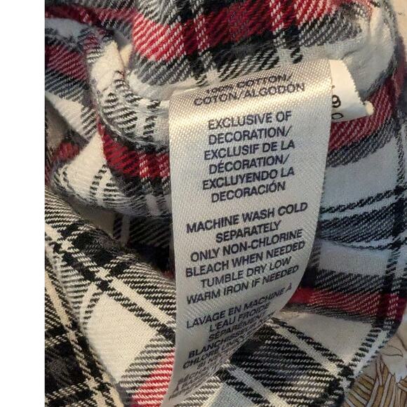 Chaps Brushed Flannel Cotton White Navy Red Plaid Button Up Shirt Mens Sz XL - Picture 5 of 10